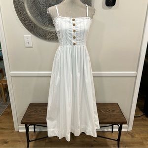 Free People White Midi Dress with Button Detail